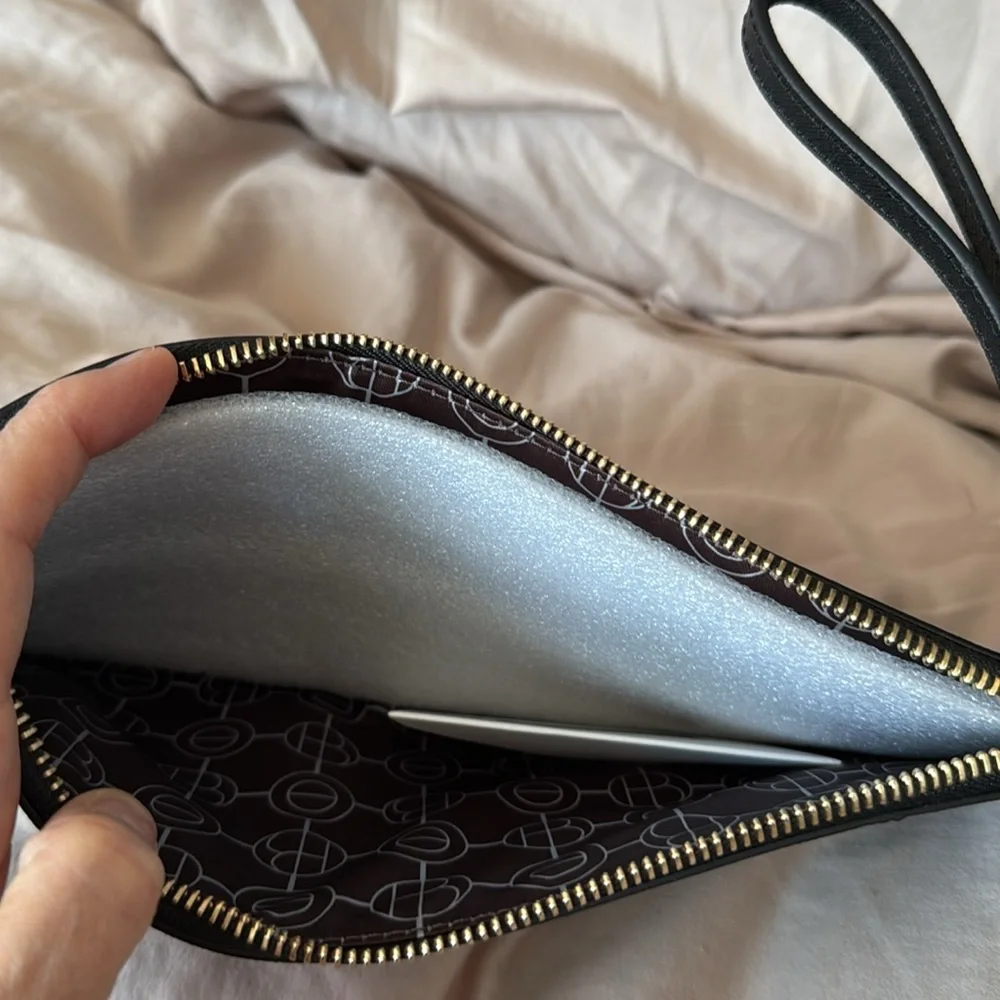 Henry Bendel Black Leather Wristlet Clutch - Picture 6 of 11